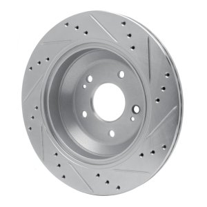 Hyundai Equus Brake Rotor (1) - Rear Left - R1 Concepts - Drilled & Slotted - Silver - `11-`17